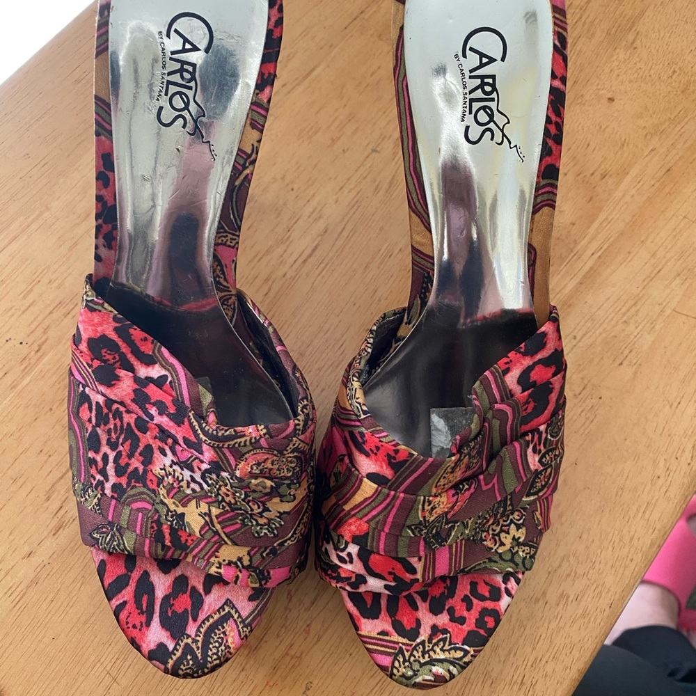 Carlos Santana Pink and Brown Heels with Elegant Design